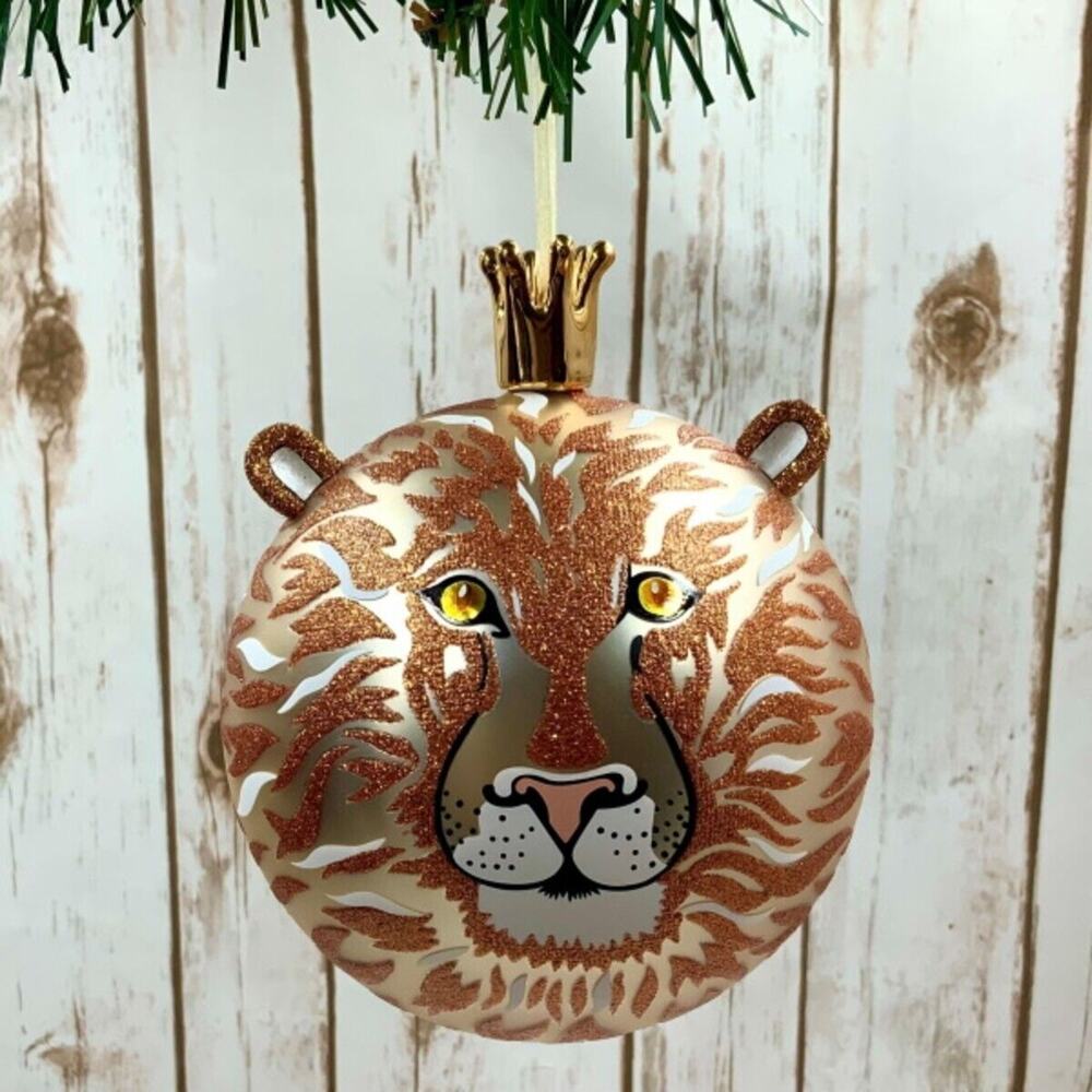 NEW D STEVENS Lion Hand Blown Porcelain Hand Painted Christmas Tree Ornament